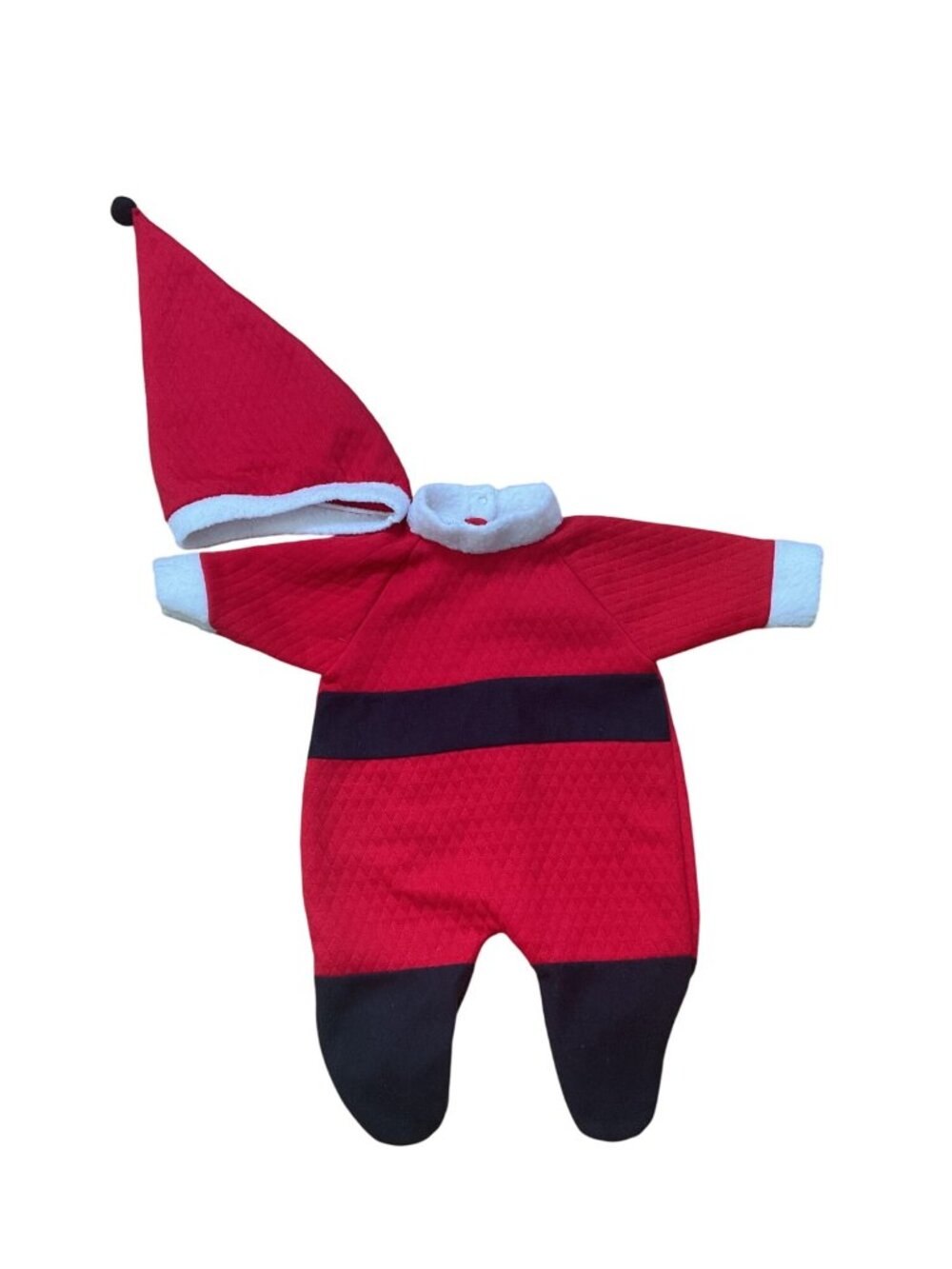 Lil Dreamer Vintage Quilted Santa Baby Footie Romper & Hat Christmas Set New Bor